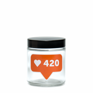 420 Science Clear Screw-Top Glass Jar - 420 Likes Logo - X-Small